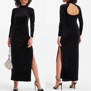 Express Velvet Mock Neck Side Slit Open Back
Maxi Dress Sz M